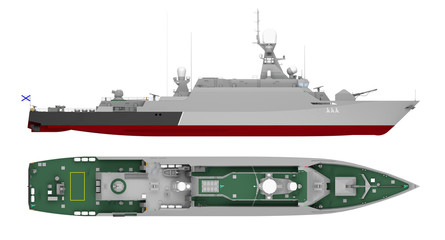 warship isolated on white © petrovk
