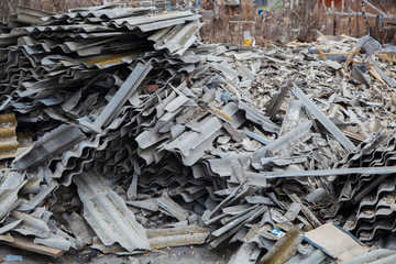 Obraz premium construction waste. dismantled roof of the building