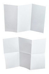 Folded sheets of white paper, isolated on white background