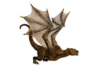 3D Rendering Fairy Tale Dragon on White