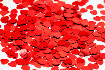 red heart confetti. Valentins day concept