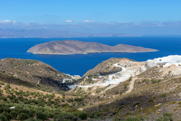 Mountain, marble quarry on the background of the sea