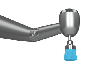3d render of dental handpiece and polishing brush