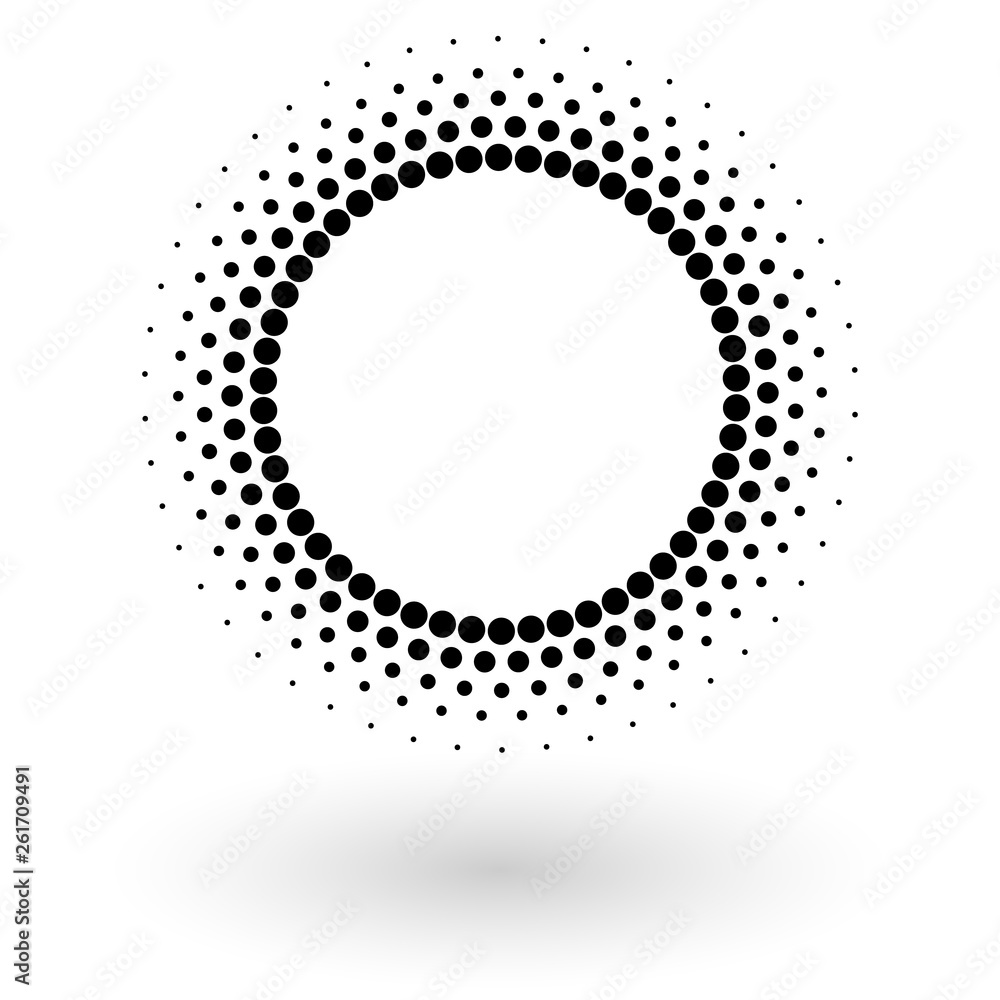 Poster abstract vector background with halftone dots circle. creative geometric pattern