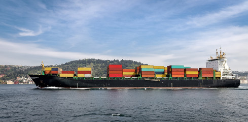 Container ship carrying goods