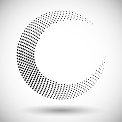 Halftone circle frame, abstract dots logo emblem design element for any projects. Round border icon.