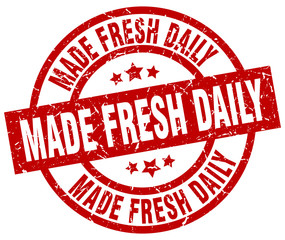 made fresh daily round red grunge stamp