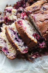 Cake with raspberry and blueberry