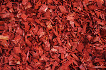 Red natural wood chips mulch pattern background