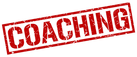 coaching red grunge square vintage rubber stamp