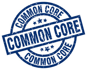 common core blue round grunge stamp