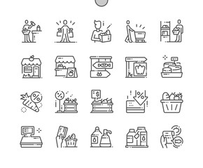 Grocery Well-crafted Pixel Perfect Vector Thin Line Icons 30 2x Grid for Web Graphics and Apps. Simple Minimal Pictogram
