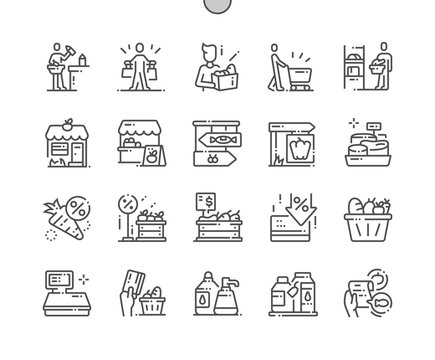Grocery Well-crafted Pixel Perfect Vector Thin Line Icons 30 2x Grid for Web Graphics and Apps. Simple Minimal Pictogram