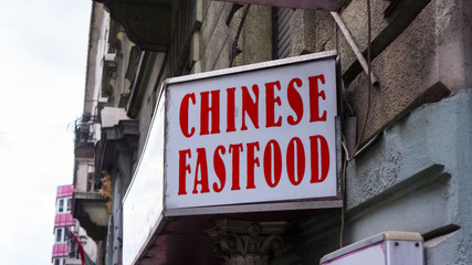 Chinese fast food table in Budapest