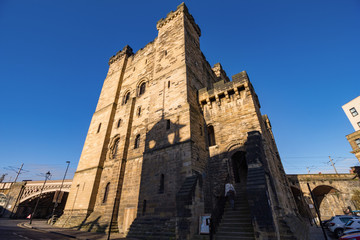 Fototapeta na wymiar Norman aged castle keep in Newcastle upon Tyne