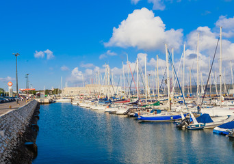 Sailing boats at Doca De Belem marina in Lisbon, Portugal