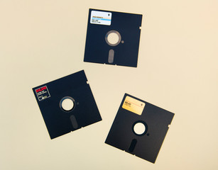 three diskettes 5.25 isolated