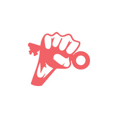 hand fist key to success symbol vector