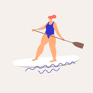 woman paddleboarding blue swimsuit clip art preview