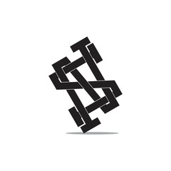 letter ns simple line art grunge design logo vector