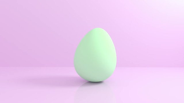 Happy easter 3d render egg rotating on pastel background. 4K seamless loop animation.