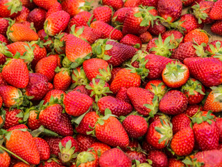 Strawberries seen from up close