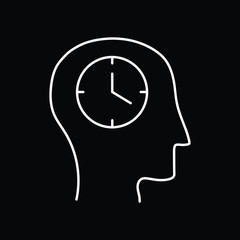 Human head with clock icon