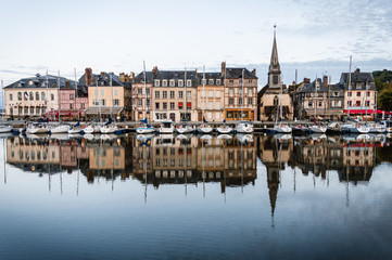 Fototapeta na wymiar Reflections in the port of Honfleur, France
