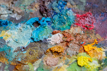 palette of oil paints