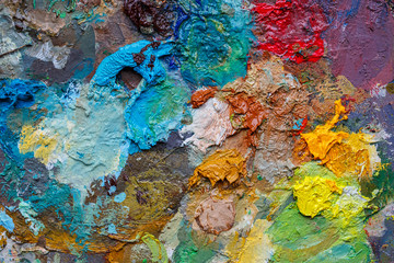 palette of oil paints