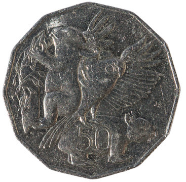 SYDNEY, AUSTRALIA. &ndash; On &lrm;April 14, 2019. - 50 cents Australian Coins, Primary School design competition winner John Serrano. Sculpted by Vladimir Gottwald.