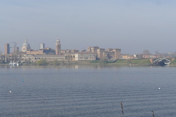Mantova skyline from the end of St. George bridge
