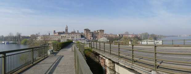 Mantova skyline from the end of St. George bridge
