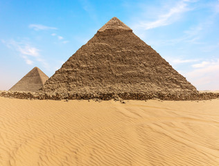 Fototapeta na wymiar The Pyramid of Khafre and the Pyramid of Cheops, Giza, Egypt