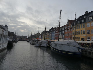 Fototapeta premium View of Nyhavn. Boats stand on the Nyhavn pier in the city center.