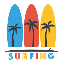 Vector illustration on the theme of surf. T-shirt design