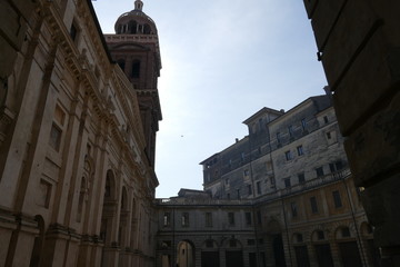 Fototapeta na wymiar St. Barbara church and Domus Nova square in Mantova