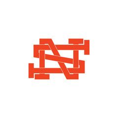 letter ns simple line art grunge design logo vector