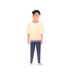 young asian guy wearing casual clothes happy attractive man standing pose chinese or japanese male cartoon character full length flat white background