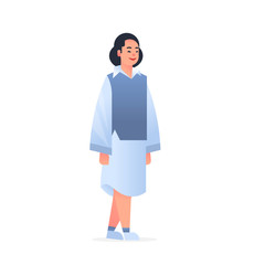 young asian girl wearing casual clothes happy attractive woman standing pose chinese or japanese female cartoon character full length flat white background