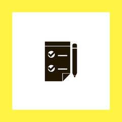 checklist and pencil vector icon. flat design