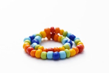 Glass Beads Bracelet Rainbow on White Background, Isolated Beads on White Background, Glass Beads Bracelet, Jewelry making, Jewellery Design, Handmade Jewelry, Handmade Beads Bracelet