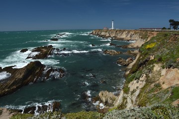 Fototapeta na wymiar Pacific coast of Point Arena Light in Mendocino County from April 28, 2017, California USA