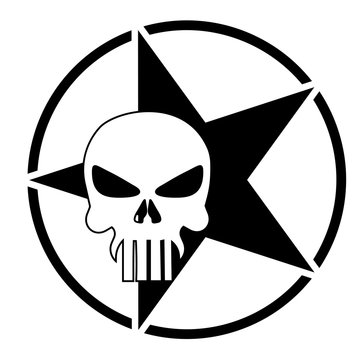 Illustration of skull with army star