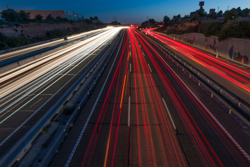 Light trails on the highway