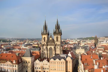 Deurstickers Beautiful view of the Old Town Square, and Tyn Church in Prague, Czech Republic © marinadatsenko
