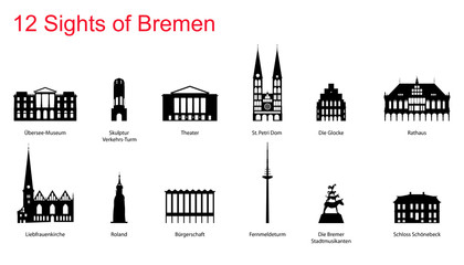 12 Sights of Bremen - obrazy, fototapety, plakaty