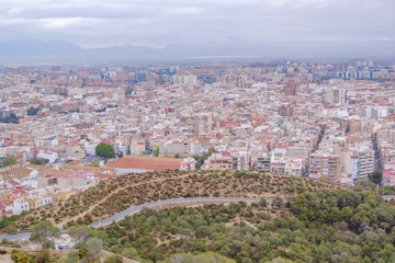 Fototapeta na wymiar Alicante skyline aerial view from Santa Barbara Castle