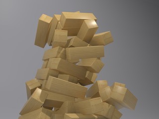 Wooden tower puzzle blocks - 3D illustration