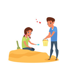 Cute kids in the sandbox vector illustration